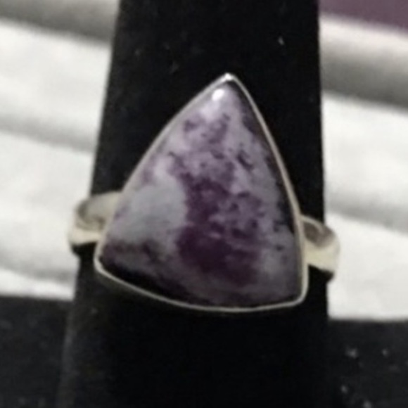 New Sterling Silver Purple Kammererite Triangle Ring Size 10 Crystal Kammerite - Picture 15 of 16